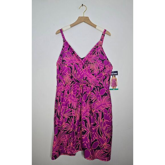Lands' End Swim Dress Size XL Purple Floral UPF 50 New - Picture 1 of 5